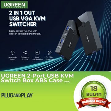 UGREEN 2-Port USB KVM Switch Box ABS Case
