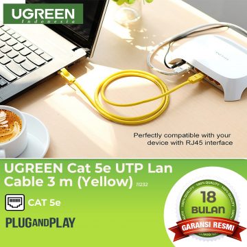 UGREEN Cat 5e UTP Lan Cable 3 Meter (Yellow)