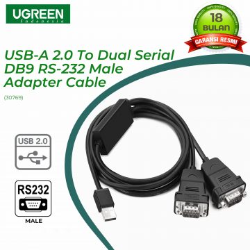 UGREEN USB-A 2.0 To Dual Serial DB9 RS-232 Male Adapter Cable